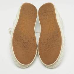 Pre Owned Fendi Cream FF Canvas Domino Lace Up Sneakers Size 40