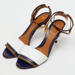 مملوكة مسبقًا Fendi Multicolor Leather Ankle Wrap Sandals Size 38