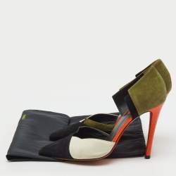 Pre Owned Fendi Multicolor Suede and Leather Pointed Toe D'Orsay Pumps Size 35