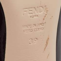 Pre Owned Fendi Dark Purple Patent Leather Round Toe Block Heel Pumps Size 39