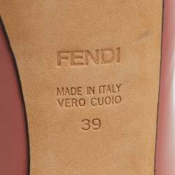Pre Owned Fendi Rose Pink Patent Leather Zucca Heel Peep Toe Platform Pumps Size 39