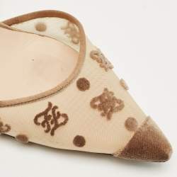 Pre Owned Fendi Brown/Beige Satin and Velvet Colibri Slingback Pumps Size 36