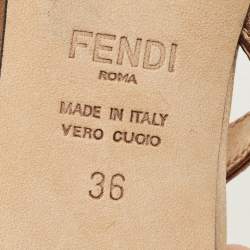 Pre Owned Fendi Brown/Beige Satin and Velvet Colibri Slingback Pumps Size 36