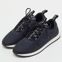 Pre Owned Fendi Navy Blue/Black Fabric FF Freedom Low Top Sneakers Size 38