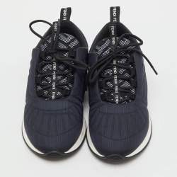 Pre Owned Fendi Navy Blue/Black Fabric FF Freedom Low Top Sneakers Size 38