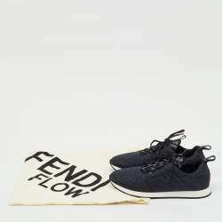 Pre Owned Fendi Navy Blue/Black Fabric FF Freedom Low Top Sneakers Size 38
