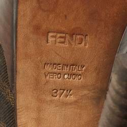 Pre Owned Fendi Brown Zucca Canvas Fendista Platform Pumps Size 37.5