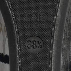 Pre Owned Fendi Tri-Color Patent Leather Bow Thong Wedge Sandals Size 38.5