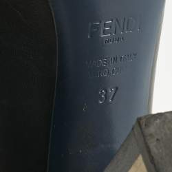 Pre Owned Fendi Black Leather Scallop Lined Peep Toe Pumps Size 37
