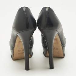 Pre Owned Fendi Black Leather Fendista Platform Pumps Size 37.5
