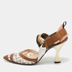 Pre Owned Fendi Multicolor Canvas and Leather Colibri Slingback Pumps Size 40