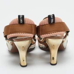 Pre Owned Fendi Multicolor Canvas and Leather Colibri Slingback Pumps Size 40