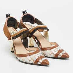 Pre Owned Fendi Multicolor Canvas and Leather Colibri Slingback Pumps Size 40
