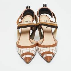 Pre Owned Fendi Multicolor Canvas and Leather Colibri Slingback Pumps Size 40