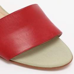 Pre Owned Fendi Red/Black Fabric and Leather Ankle Strap Sandals Size 40