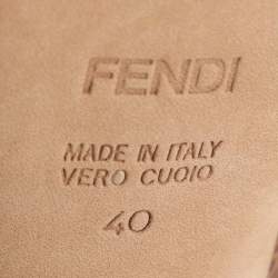 Pre Owned Fendi Brown/Yellow Lizard Embossed Leather Fendista Peep Toe Pumps Size 40