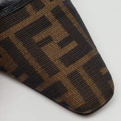Pre Owned Fendi Brown/Black Zucca Canvas and Leather Pumps Size 36.5