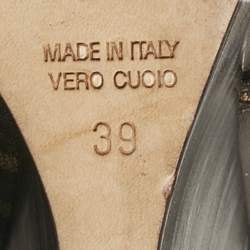 Pre Owned Fendi Brown Zucca Canvas and Leather Slingback Wedge Sandals Size 39