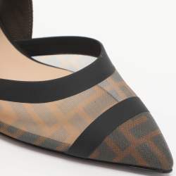 Pre Owned Fendi Multicolor Mesh And Fabric Colibri Slingback Pointed Toe Sandals Size 37.5