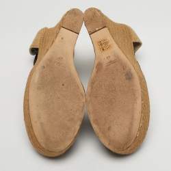 Pre Owned Fendi Brown Zucca Canvas Espadrille Wedge Sandals Size 41