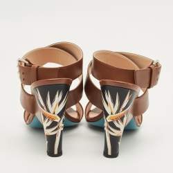 Pre Owned Fendi Brown Leather Ankle Strap Sandals Size 41