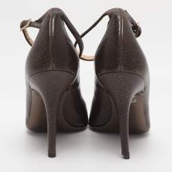 Pre Owned Fendi Brown Leather Ankle Strap Pumps Size 36.5