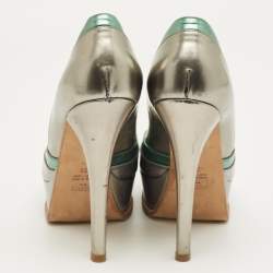 Pre Owned Fendi Multicolor Leather Fendista Peep Toe Platform Pumps Size 39