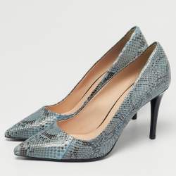 Pre Owned Fendi Blue/Brown Python Leather Pointed Toe Pumps Size 40