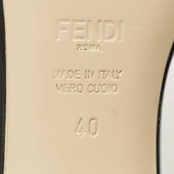 Pre Owned Fendi Brown Zucca Velvet FF Logo Slip On Slide Sandals Size 40