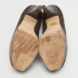 Pre Owned Fendi Brown Zucca Canvas Fendista Platform Pumps Size 38