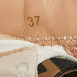 Pre Owned Fendi Pink/White Suede and Leather Flow Low Top Sneakers Size 37