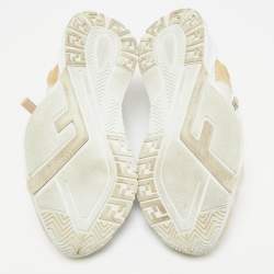 Pre Owned Fendi Pink/White Suede and Leather Flow Low Top Sneakers Size 37