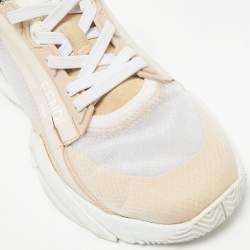 Pre Owned Fendi Pink/White Suede and Leather Flow Low Top Sneakers Size 37