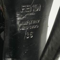 Pre Owned Fendi Black/White Leather and Patent Open-Toe Platform Sandals Size 36