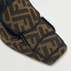 Pre Owned Fendi Tobacco Zucca Canvas FFreedom Slingback Pumps Size 36