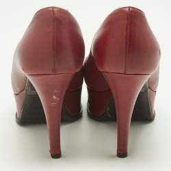 Pre Owned Fendi Red Leather Fendista Platform Pumps Size 37.5