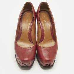 Pre Owned Fendi Red Leather Fendista Platform Pumps Size 37.5