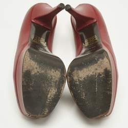 Pre Owned Fendi Red Leather Fendista Platform Pumps Size 37.5