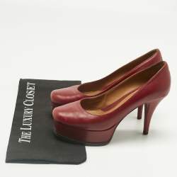 Pre Owned Fendi Red Leather Fendista Platform Pumps Size 37.5