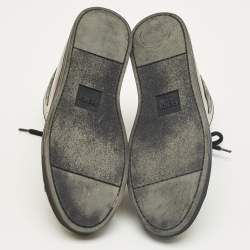 Pre Owned Fendi Brown Zucca Coated Canvas Lace up High Top Sneakers Size 39