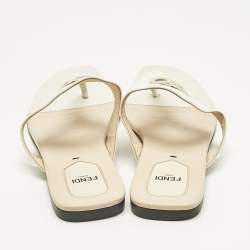 Pre Owned Fendi Off White Leather Thong Flat Sandals Size 38