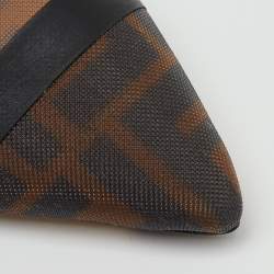 Pre Owned Fendi Brown/Black Zucca Mesh and Leather Colibri Pointed Toe Mules Size 40