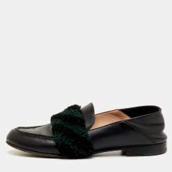 Pre Owned Fendi Multicolor Leather and Shearling Fur Flower Slip On Loafers Size 40