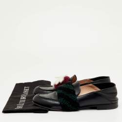 Pre Owned Fendi Multicolor Leather and Shearling Fur Flower Slip On Loafers Size 40