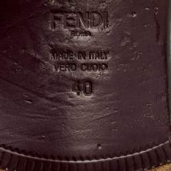 Pre Owned Fendi Multicolor Leather and Shearling Fur Flower Slip On Loafers Size 40