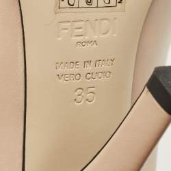 Pre Owned حذاء كعب عالي فندي جلد بيج/وردي مقدمة مدببة مقاس 35