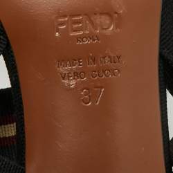 مملوكة مسبقًا حذاء كعب عالي فاندي كوليبري مطاط وشبكة وقماش أسود/بني حجم 37