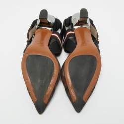 مملوكة مسبقًا حذاء كعب عالي فاندي كوليبري مطاط وشبكة وقماش أسود/بني حجم 37