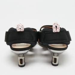 مملوكة مسبقًا حذاء كعب عالي فاندي كوليبري مطاط وشبكة وقماش أسود/بني حجم 37