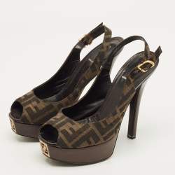 Pre Owned صند�ل سنيغ باك كانفاس بني بفنزي زوكا مقاس 37